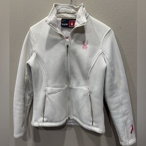 Spyder Womens Core Cable Knit Sweater Jacket Full Zip White Medium